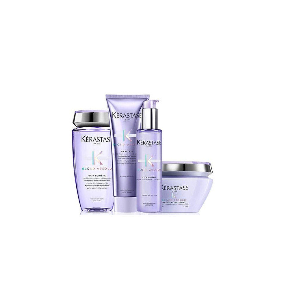 KÃ©rastase Blond Absolu Bain Lumiere 250ml, Fluide Miracle Conditioner 250ml, Masque Ultra-Violet 200ml & Cicaplasme Serum 150ml PACK