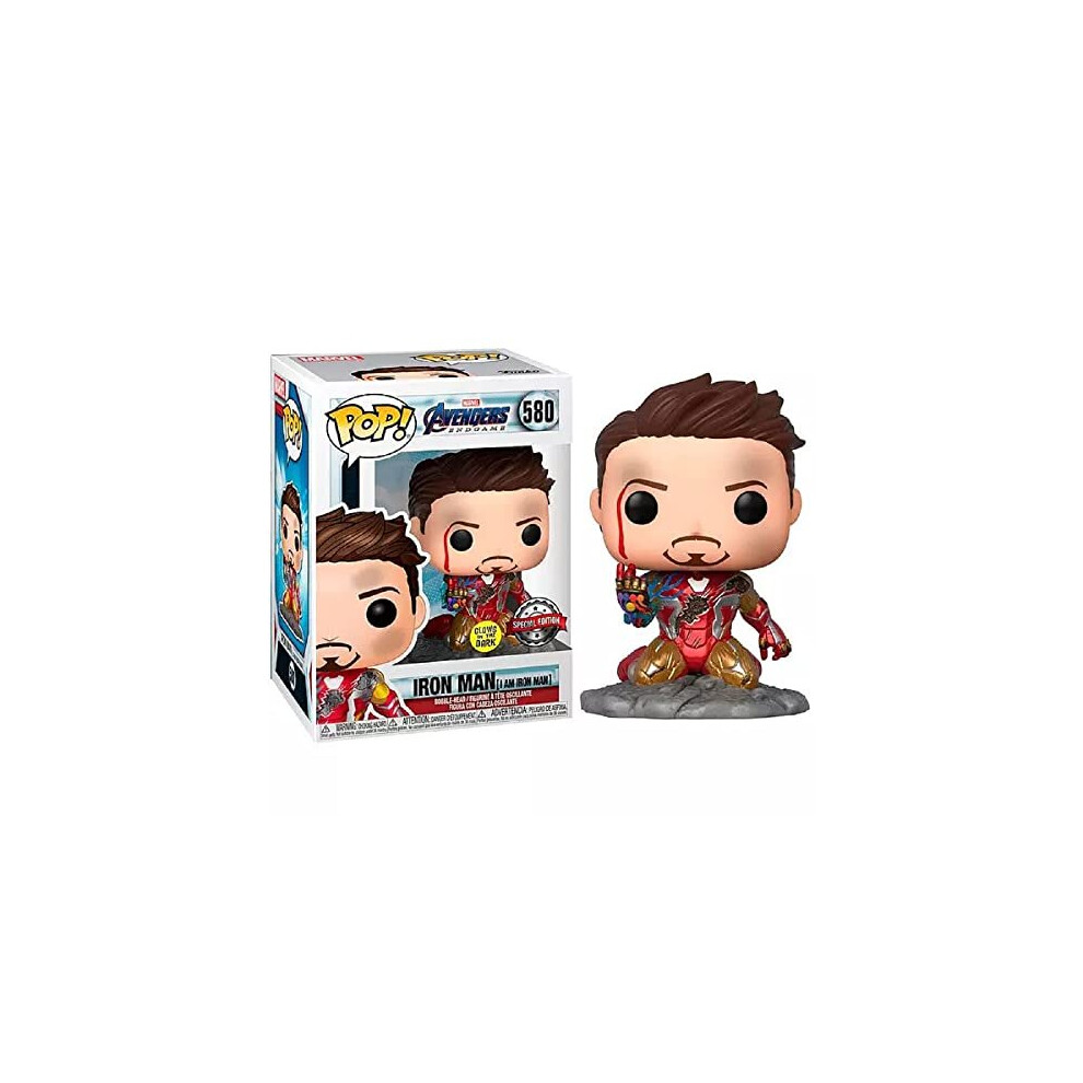 Funko Pop! Avengers Endgame: I Am Iron Man Glow-in-The-Dark Deluxe Vinyl Figure, Multicolored