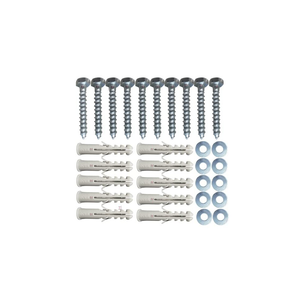Inbrackets Value M8 x 50mm Masonry Brick Wall Fixing Screw Bolts with Plugs & Washers for Aerial Satellite Sky Dish Tv Bracket Fence Shelves Mounting