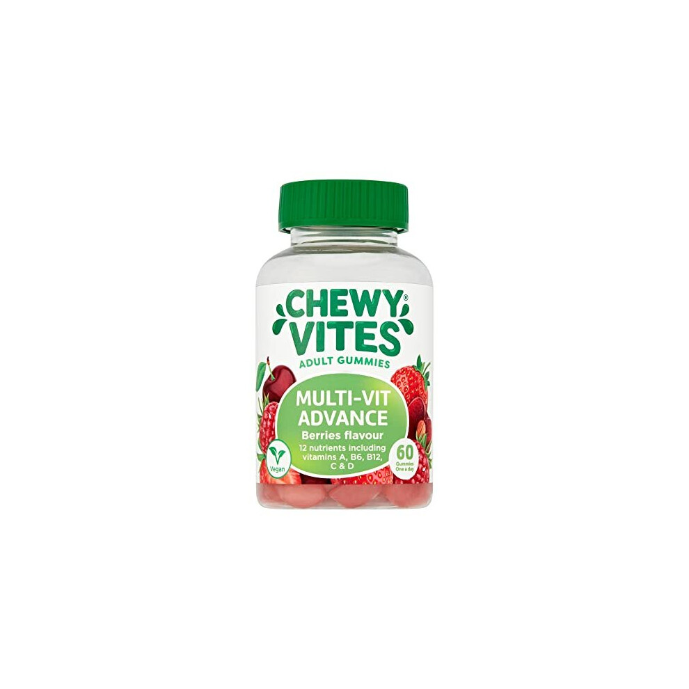 Chewy Vites Adults Multivitamin Advance | 60 Gummy Vitamins | 12 Essential Nutrients | 1-A-Day | 2 Months Supply | Real Fruit Juice | Vegan