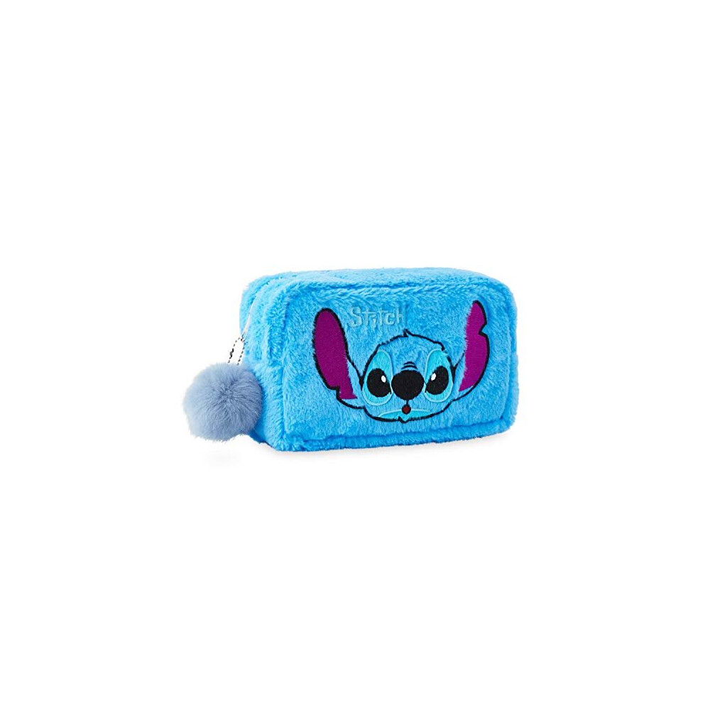 Disney Lilo and Stitch Makeup Bag, Plush Wash Bag for Cosmetics with Fluffy Pom Pom, Disney Gifts for Women Or Girls, Teacher, Sister, Best Friend for