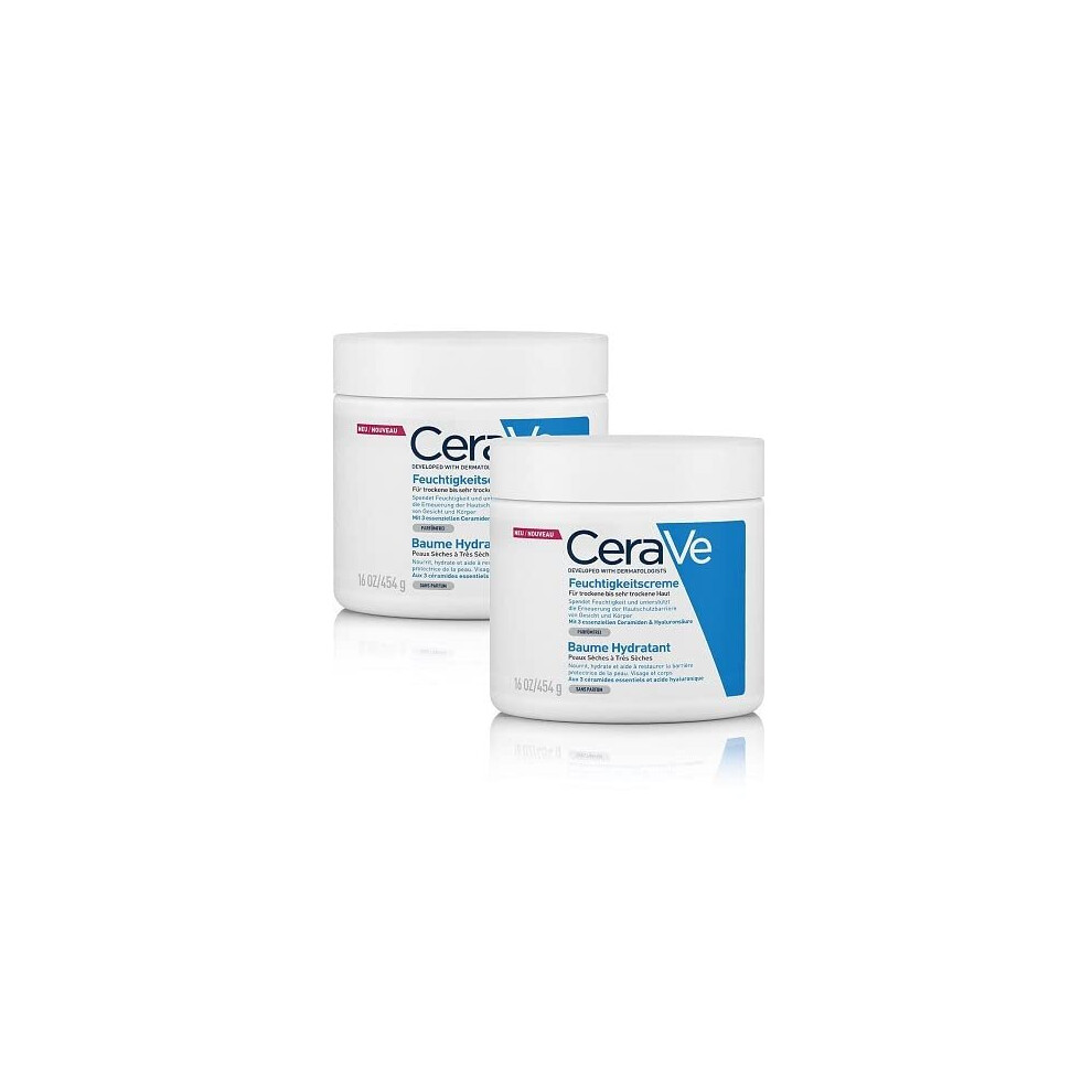 CeraVe Moisturising Cream for Body and Face, Cream for Dry to Very Dry Skin with Hyaluronic Acid and 3 Essential Ceramides, 2 x 454 g