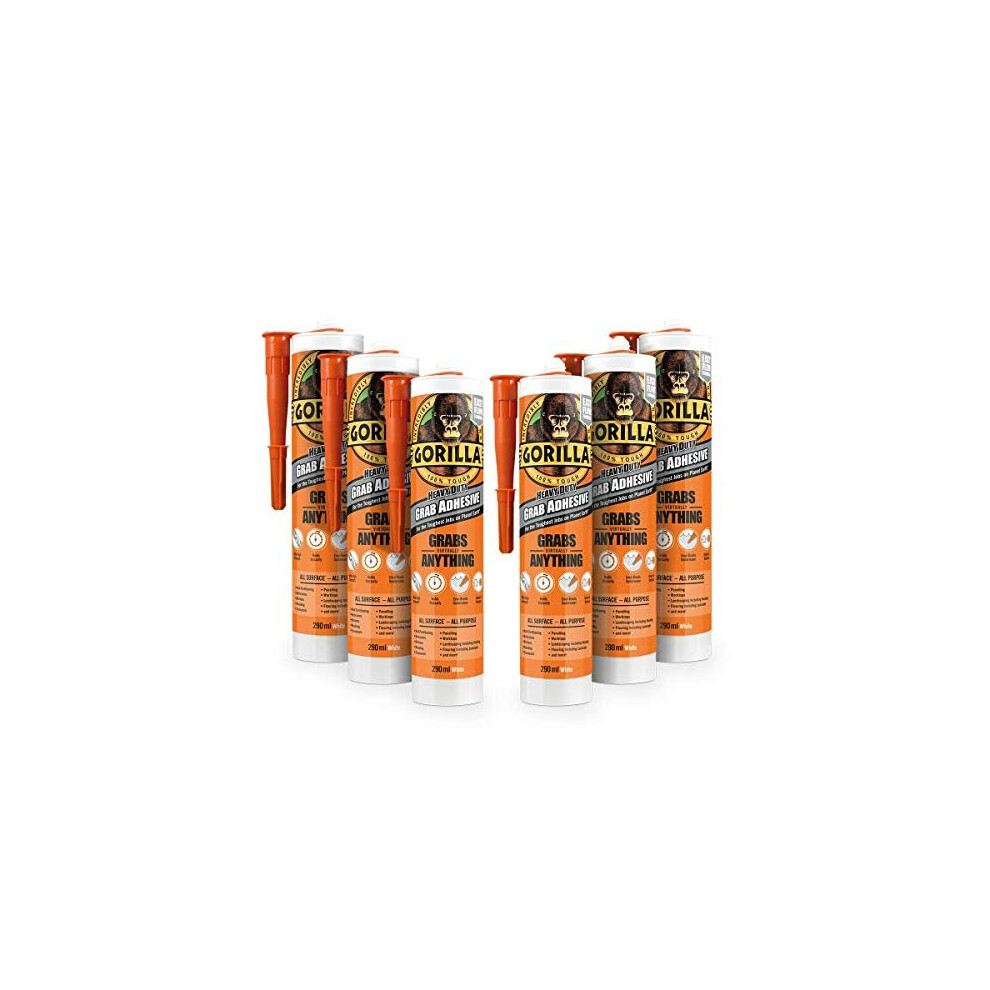 Gorilla 2044003 Heavy Duty Grab Adhesive White 290ml (Pack of 6) - Image 3