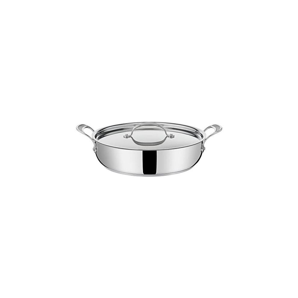 Tefal Jamie Oliver Cook's Classics Stainless Steel Shallow Pot, 30 cm, Non-Stick Coating, Heat Indicator, 100% Safe, Riveted Handle, Oven Safe,