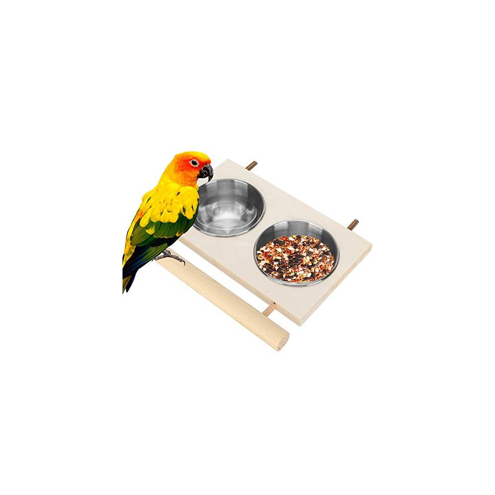 Stainless Steel Bird Feeding Bowl for Cage, Parrot Food Water Feeder Cage Accessory with Stand for Pet Birds Like Parakeet,Conure,Cockatiels,Finches