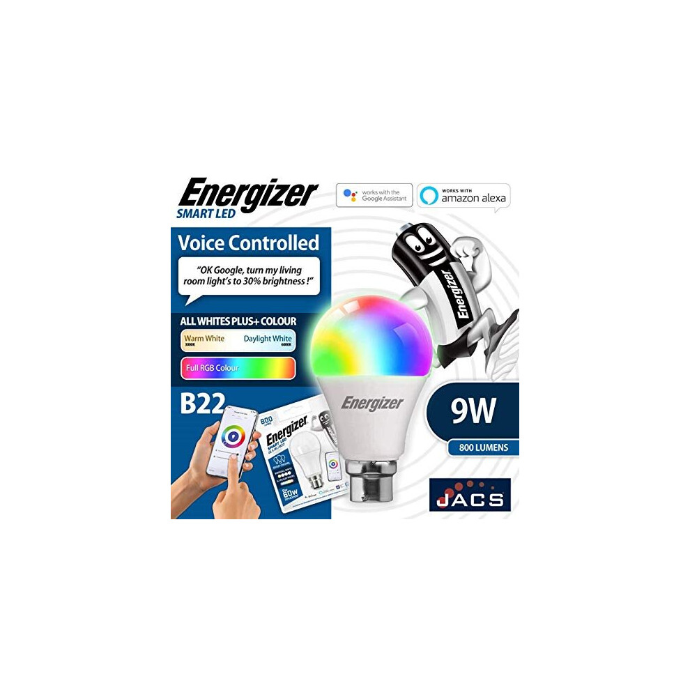 JACS ENERGIZER Smart B22 (BC) GLS - 9.2W - Colour Changing - 806LM