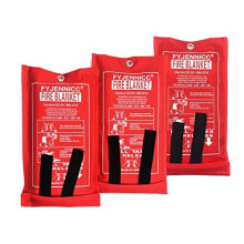 FYJENNICC Fiberglass Fire Blanket with Flame-retardant cotton tapes,39.339.3 Inches, 3Pack