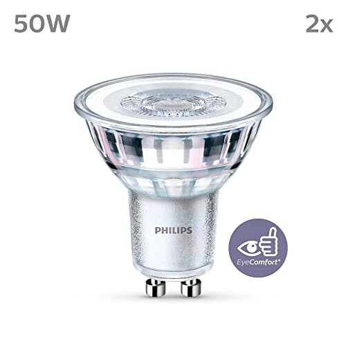 Philips Philips LED Classic WarmGlow Lamp 2 Pack [GU10] 50W, Non Dimmable 1