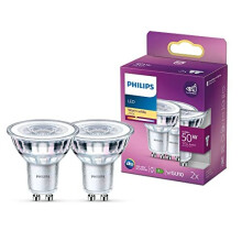 Philips LED Classic WarmGlow Lamp 2 Pack [GU10] 50W, Non Dimmable