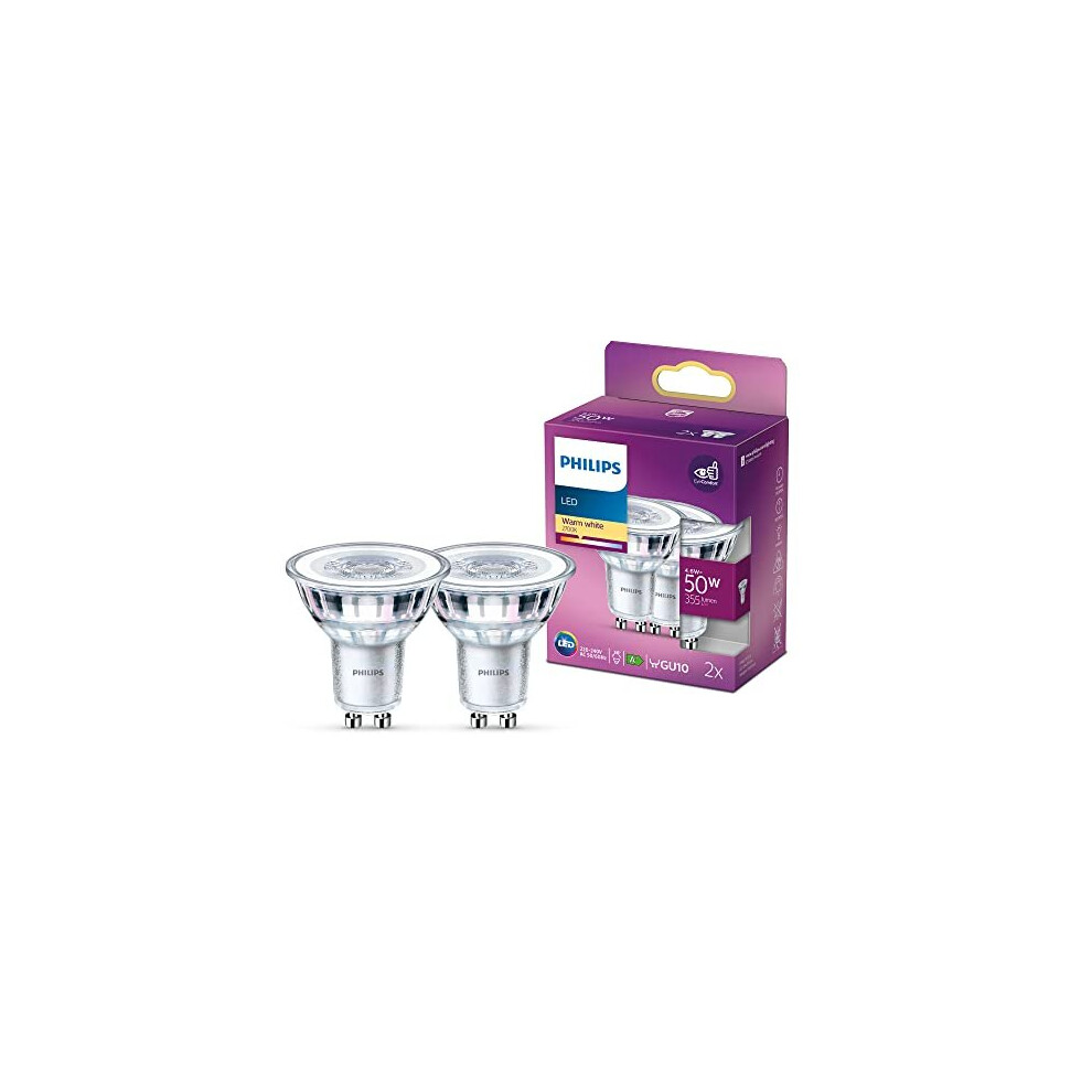 Philips LED Classic WarmGlow Lamp 2 Pack [GU10] 50W, Non Dimmable
