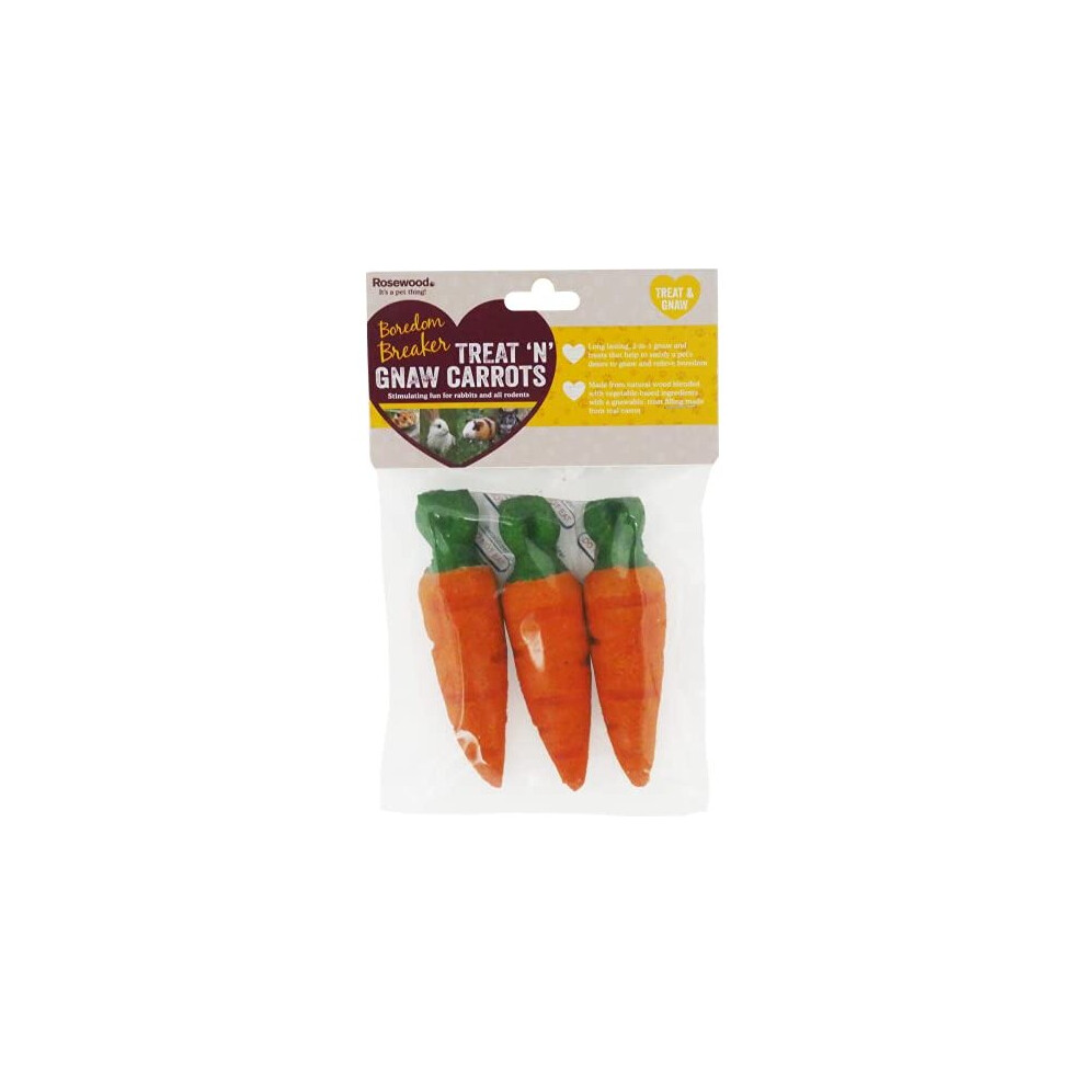 Rosewood Boredom Breaker Treat 'N' gnaw Small Animal Carrots - 3 count