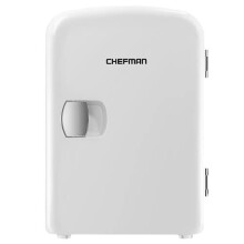 Chefman Portable White Personal Mini Fridge Cools Or Heats & Provides Compact Storage For Skincare, or 6 x 350-ml Cans W/a Lightweight 4-litre