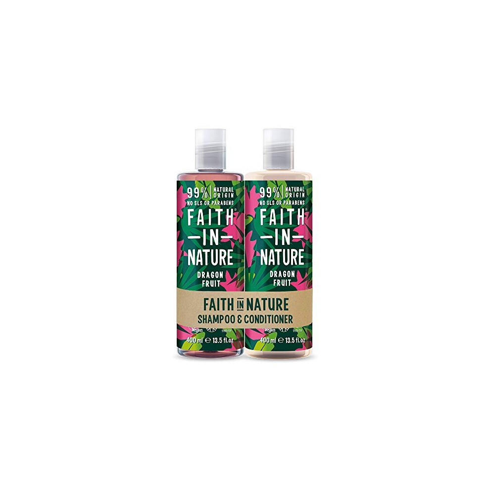 Faith In Nature Natural Dragon Fruit Shampoo and Conditioner Set, Revitalising, Vegan & Cruelty Free, No SLS or Parabens, For All Hair Types, 2 x