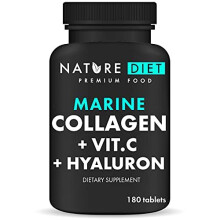 Nature Diet - Marine Collagen with Hyaluronic Acid and Vitamin C, 180 tablets, 500 mg | Peptan F | Fish Collagen