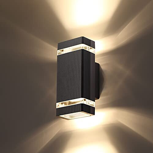 CELAVY Outdoor Wall Light Mains Powered Up/Down LED Sconce IP65 Waterproof Aluminum Front Door Porch Lamp 3000K Black