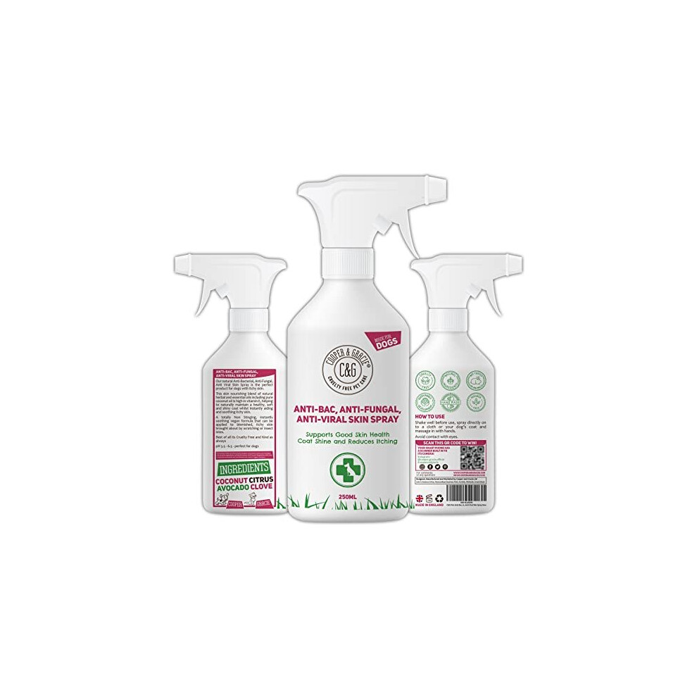 C&G Pets Cooper And Gracie Antibacterial Anti Fungal Itchy Dog Spray | Itch Sooth | Animal Skin Itch 250Ml