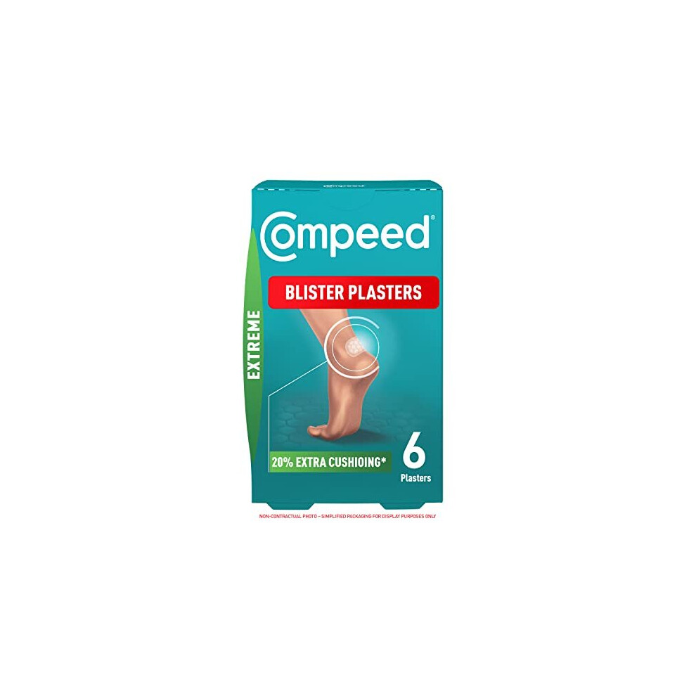 Compeed Extreme Blister Plasters, 6 Hydrocolloid Plasters, Foot Treatment, Heal Fast, 100% Plastic Free Carton Pack