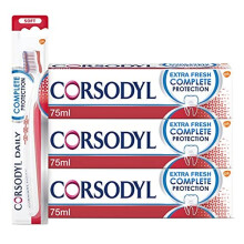 Corsodyl Gum Care Toothpaste And Toothbrush Multipack, Regime Kit (1 x Complete Protection Soft Toothbrush, 3 x Complete Protection Toothpaste Extra