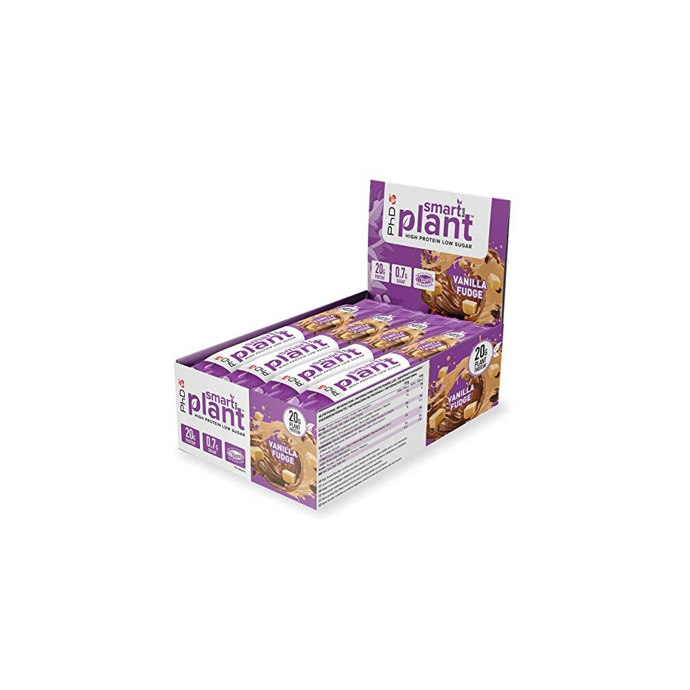 Phd Plant High Protein Bar, Vegan Snack, Vanilla Fudge, 64G X 12