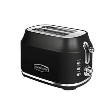 Rangemaster RMCL2S201BK Classic Black 1kW 2 Slice Toaster with Defrost, Cancel & Reheat Functions, Removable Crumb Tray & 6 Power Levels with 2 Year