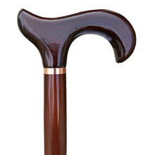 Gents Wooden Derby Cane with Collar Walking Stick in Dark Brown Wood Stain 94cm (37&quot) Height