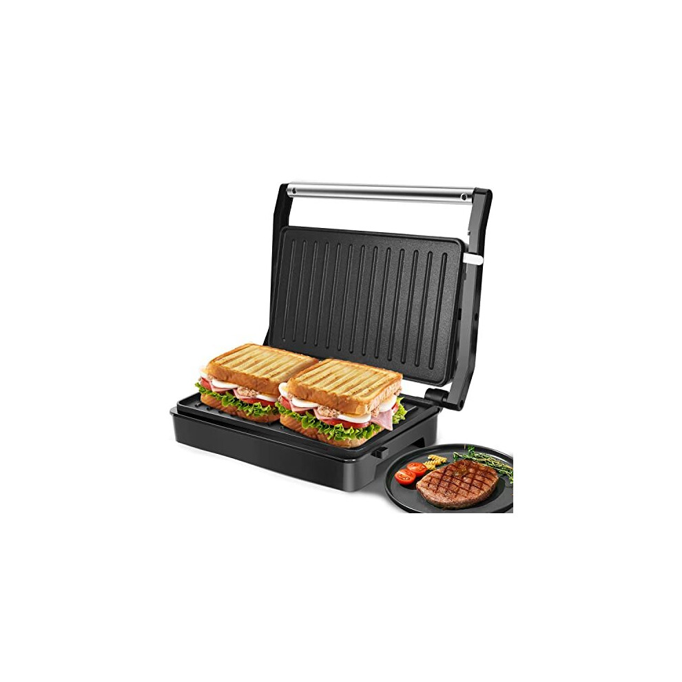 Aigostar Sandwich Toaster, 1000W Deep Fill Toastie Maker, 2 Slice Panini Press, Electric Grill with Non-Stick Plates, Stainless Steel, Easy to