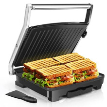 Aigostar Sandwich Toaster Toastie Maker, 2000W Large Fit Grill with Improved Non-Stick Coating, Panini Press and Sandwich Maker, Adjustable