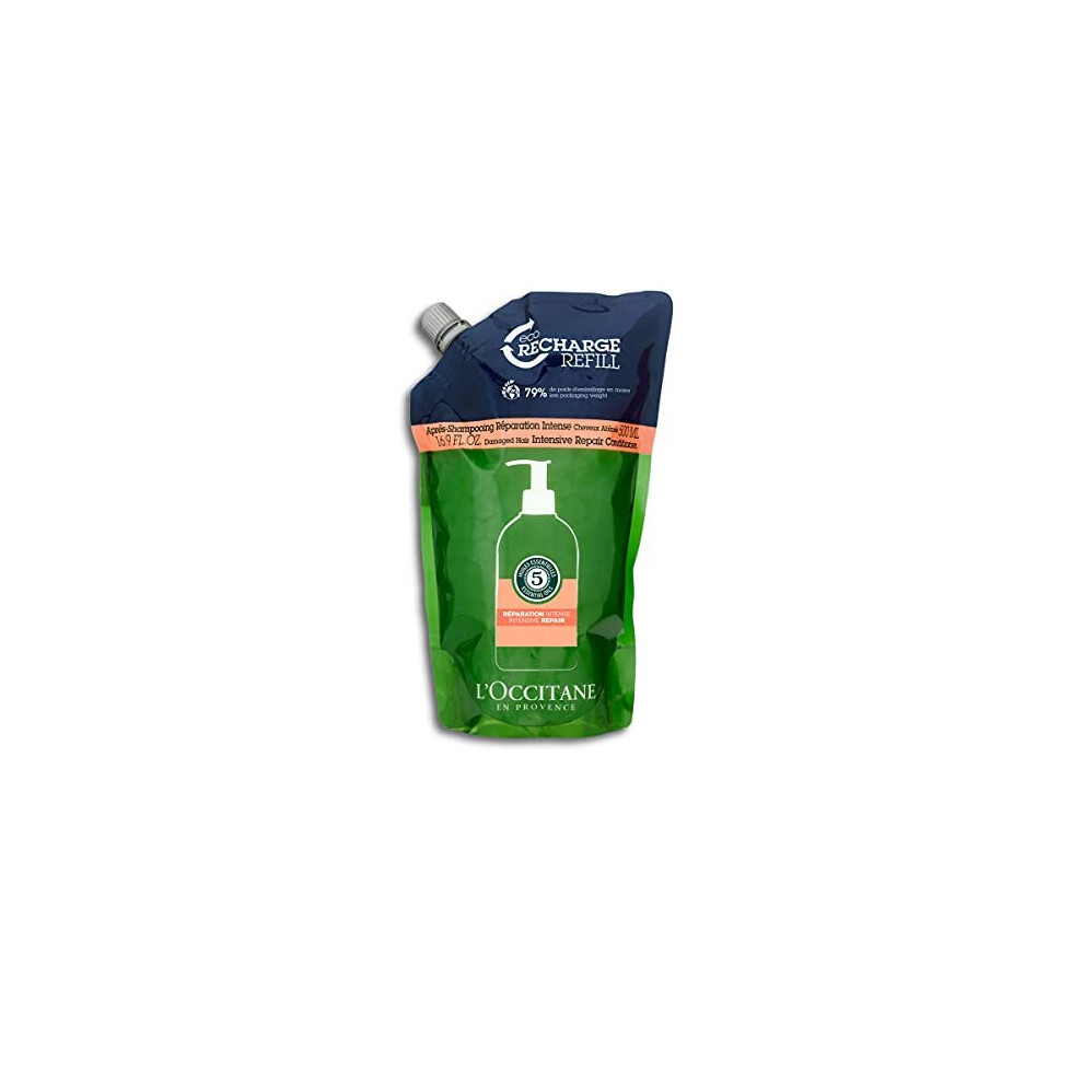 l'occitane intensive repair conditioner eco refill 500 ml, for dry and damaged hair, luxury hair care