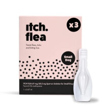 Itch | Flea Treatment Spot-On Solution for Small Dogs | Kills Fleas, Lice, Ticks, Eggs and Larvae | With Fipronil and S-methoprene | 3 Pipettes | Dogs