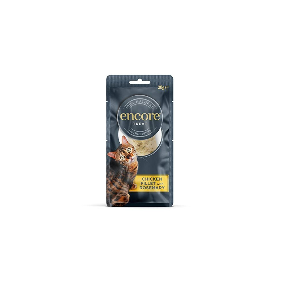 Encore 100% Natural Cat Treats, Chicken Fillet With Rosemary Loin Cat Snack, 12x 30G Pouch