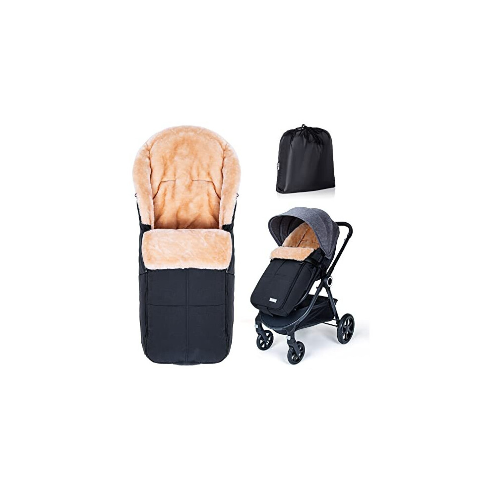 Orzbow Footmuff for Pushchair Universal, Waterproof Pram Footmuff with Warm Faux - Image 2