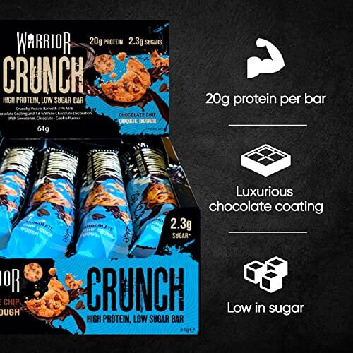 Warrior Choc Chip Cookie Dough - Warrior Crunch - 12 μπάρες 2
