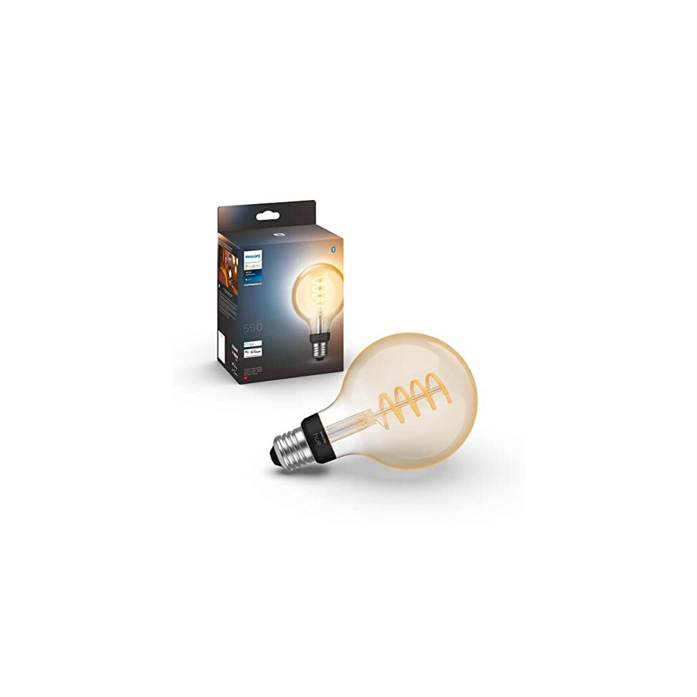 Philips Hue Ambiance Filament G125 Giant Globe Smart Bulb [E27 Edison Screw] With Bluetooth. Works With Alexa, Google Assistant And Apple White/Light