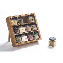 Spice Rack With Spices Included - Cooking Gifts For Men Women | 12 Herbs, Spices & Seasonings Spices For Cooking | Mixed Herbs And Spices Set | Wooden