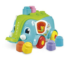 Clementoni 17697 Elefantino cart Bricks Construction Elephant Wagon-Playset Clemmy, Soft Building Blocks Children 10 Months, Made in Italy,