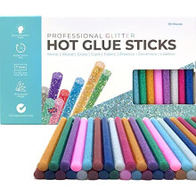 Smith's 50 Pack of Colourful Grade A+ Hot Glitter Glue Sticks | 7mm (Diameter) X 100mm (Length) | Glue Gun Refills | Blue, Purple, Green, Red,