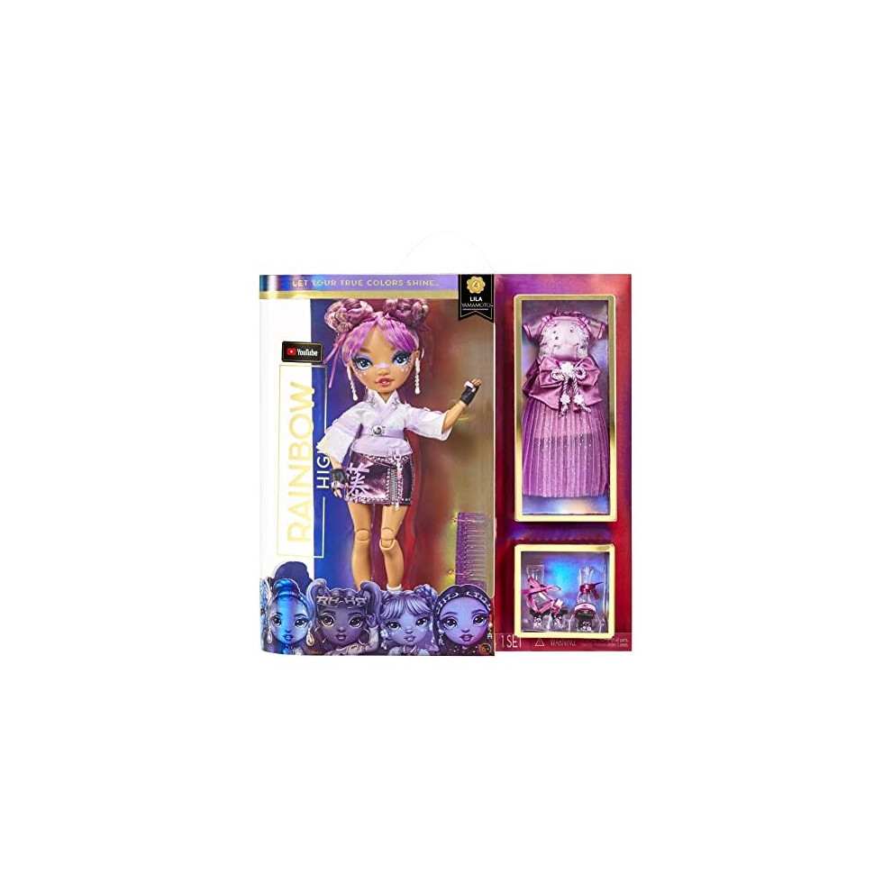 Rainbow High 578338EUC LILA Yamamoto-Mauve Purple Fashion Doll Includes 2 Mix & Match Designer Outfits with Accessories-for Kids 6-12 Years Old and