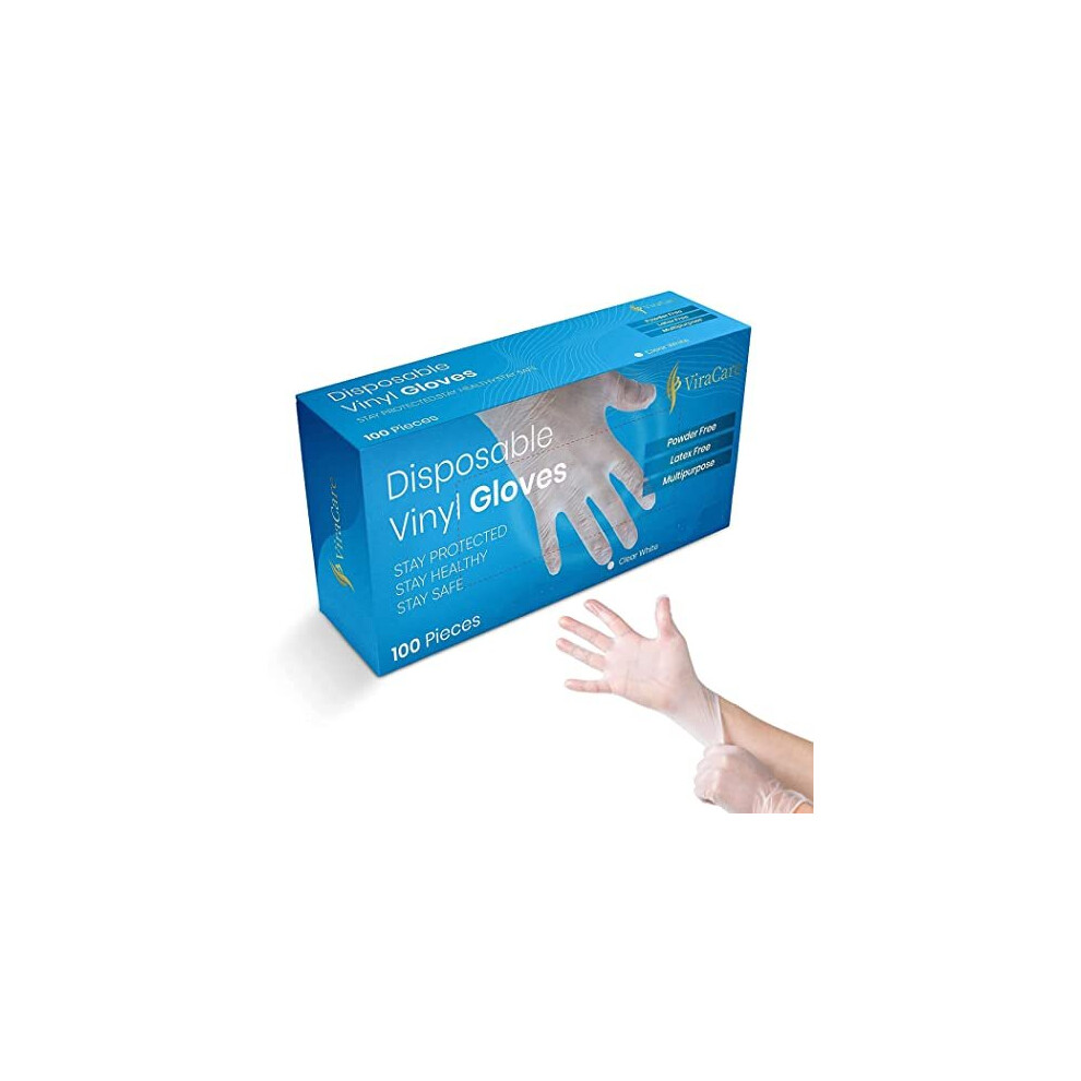 100 x Disposable Gloves Large | Vinyl Gloves Disposable Large | Latex free gloves | Powder Free Gloves | Strong And Non-Sterile | (Large, 1 Pack of