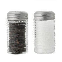 Salter 751 CLXR Glass Salt and Pepper Shakers Set, Beehive Style Seasoning Pots, Salt Condiment Set with Pinhole Screw Cap Lids, Classic Table Shaker