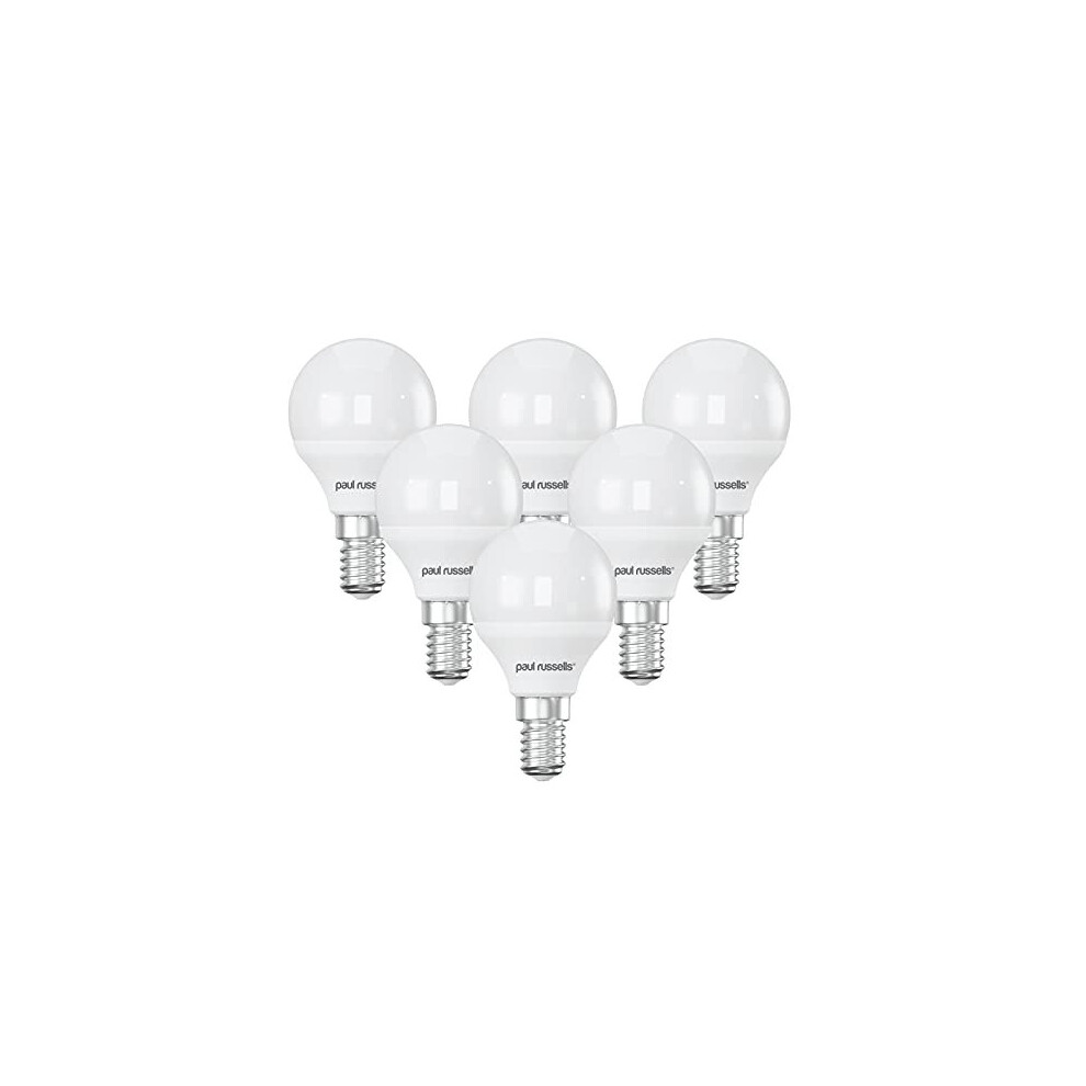 Paul Russells Led Small Edison Screw E14, 40W Equivalent Bulb, 5.5W 470Lm Led Bulbs, 2700K Warm Mini Globe Frosted G45 Ses Golf Energy Light/White