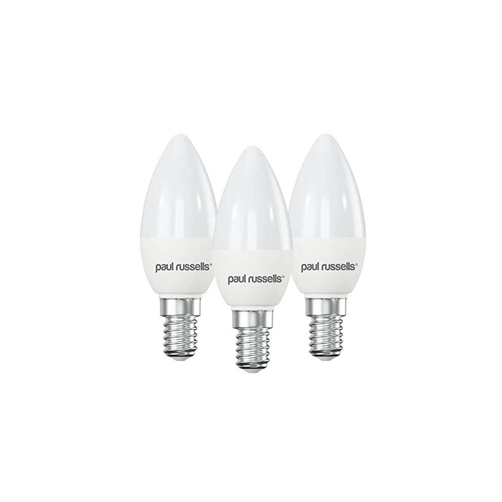 Paul Russells Led Small Edison Screw E14 Candle Bulbs 3W 250Lm 6500K Day, Frosted C37 Ses, Energy-Saving Pack Of 3 Light
