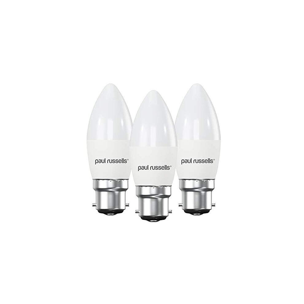 paul russells LED Light Bayonet Cap B22D, 40w Bulb, 5.5W 470LM LED Bulbs, 2700K Warm White Lamps, Frosted C37 BC Candle Energy Saving Lightbulbs, Pack