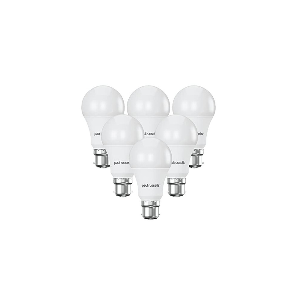 paul russells B22D Bayonet Cap LED Light - Pack of 6 – 15W = 125W Bulb 1521LM Lumens 4000K Standard BC A60 GLS – Soft Bright Energy Saving Bulbs