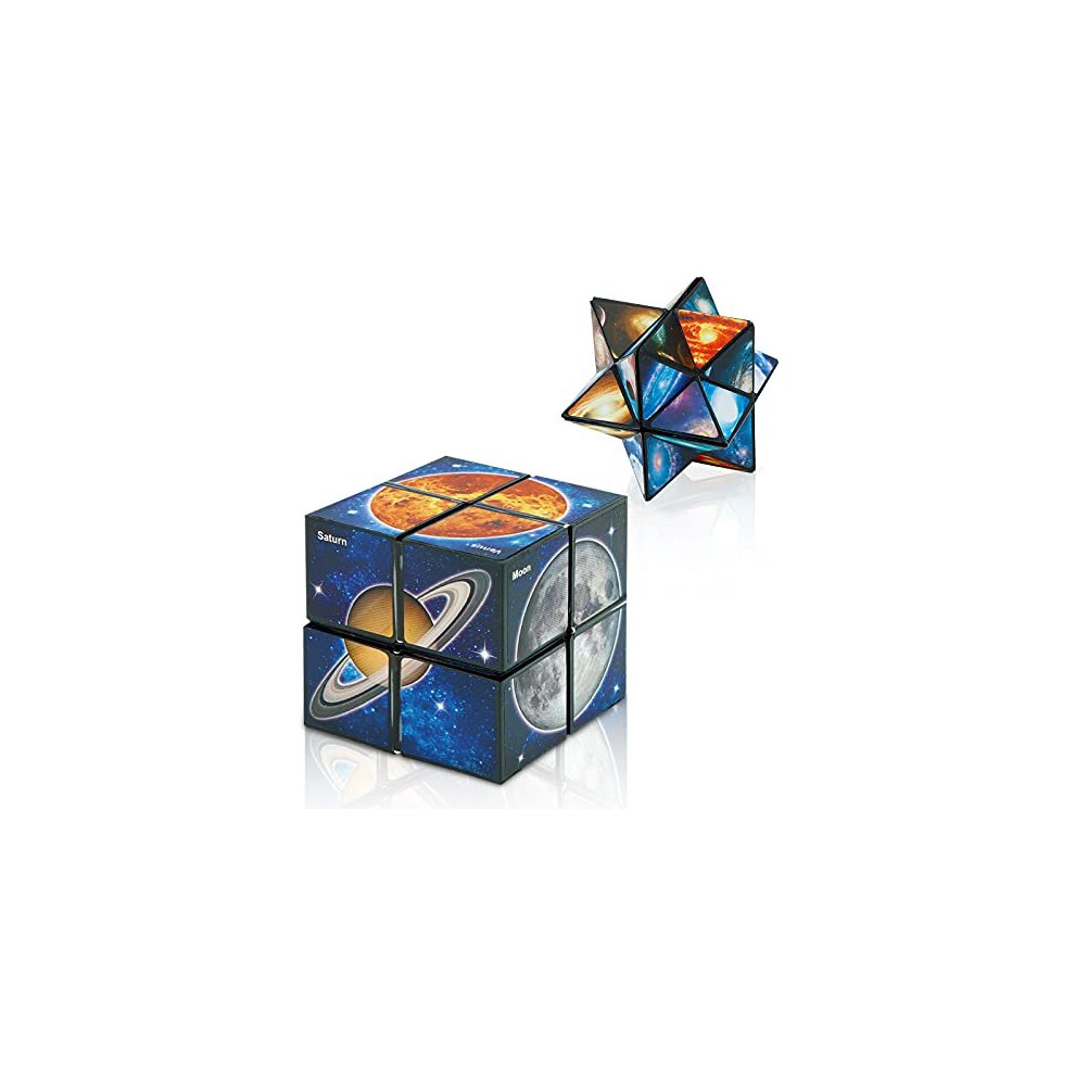 Star Cube Magic Cube 2 in 1 Set, Yoshimoto Cube Infinity Rubix Cube Magic 3D Puzzle Cubes for Kids and Adults (Starry Sky)-image-OPC-PB8QFVR-NEW