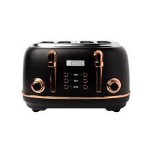 Haden Heritage Black & Copper Toaster - Electric Stainless-Steel Toaster with Reheat and Defrost Functions - Four Slice,1370-1630W