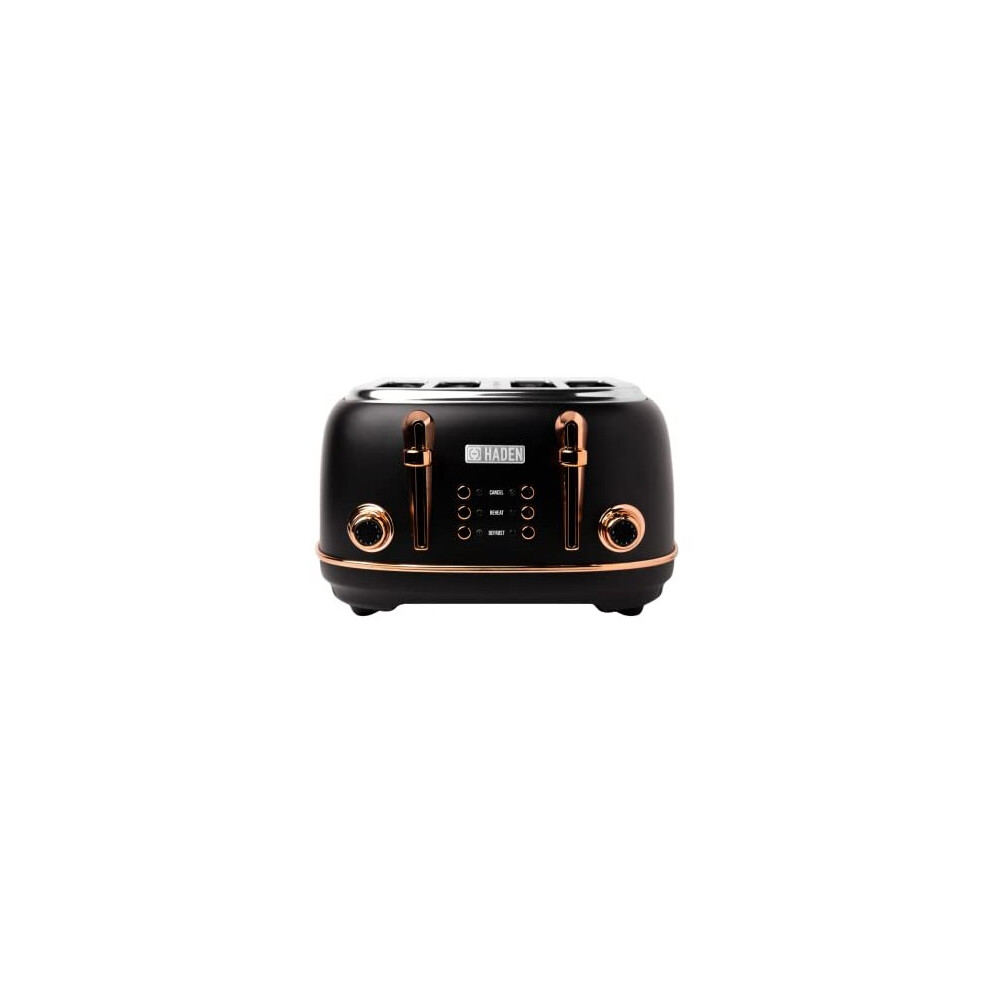 Haden Heritage & Copper Toaster - Electric Stainless-Steel Toaster With Reheat And Defrost Functions - Four Slice,1370-1630W Black