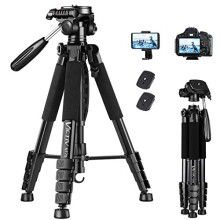 Victiv Camera Tripod 63-73" for Canon Nikon, Lightweight DSLR Camera Stand with Detachable 3-way Swivel Pan Head Max Load 14lb/6.35kg, Aluminum