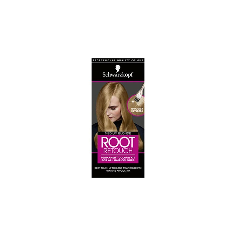 Schwarzkopf Root Retouch Permanent Root Concealer Blonde Hair Dye, Ideal for Touching Up Grey Root Regrowth, Ammonia Free, Medium Blonde