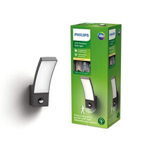 Philips LED Splay Outdoor Wall Light with Motion Sensor [Warm White - Anthracite Grey] Water Resistant IP44, for Garden, Patio and Terrace Lighting.