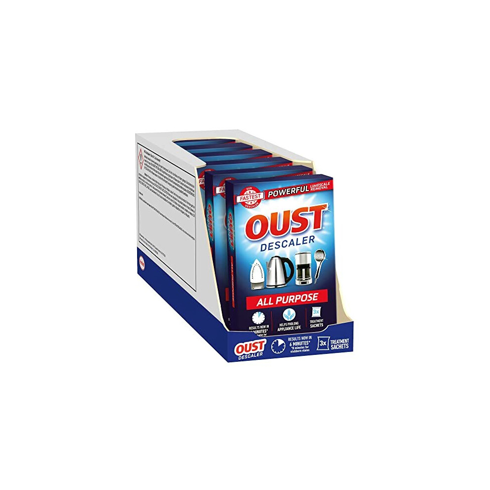 Oust Powerful All Purpose Descaler, Limescale Remover. Ideal for Kettles, Coffee Machines, Irons and Shower Heads, 3 Sachets x 6 (18 Sachets Total)